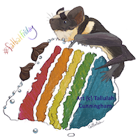 Pied Butterfly Bat and Rainbow cake
