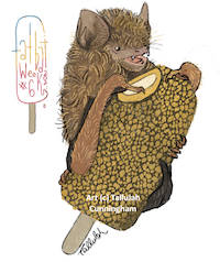 Gold-tipped bat on a Golden Gaytime
